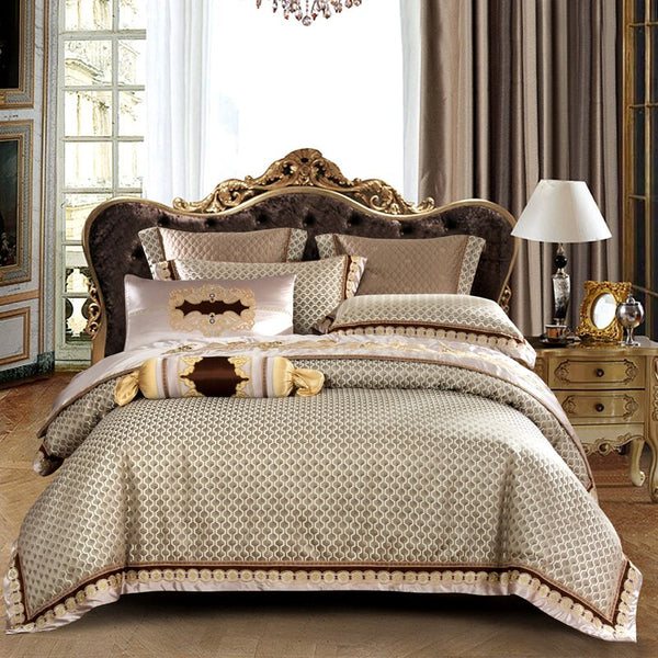 Stapun Silk Satin Luxury Royal Duvet Cover Set – 100% Egyptian Cotton, Ultra-Soft & Breathable (4/6/10-Piece Set, 600TC) + FREE Gift! - LINKORI