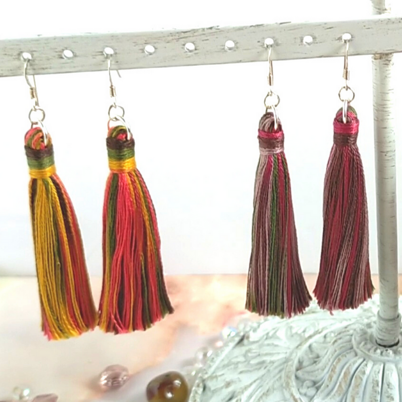 "Cora" Sterling Silver Berries Tassel Earrings