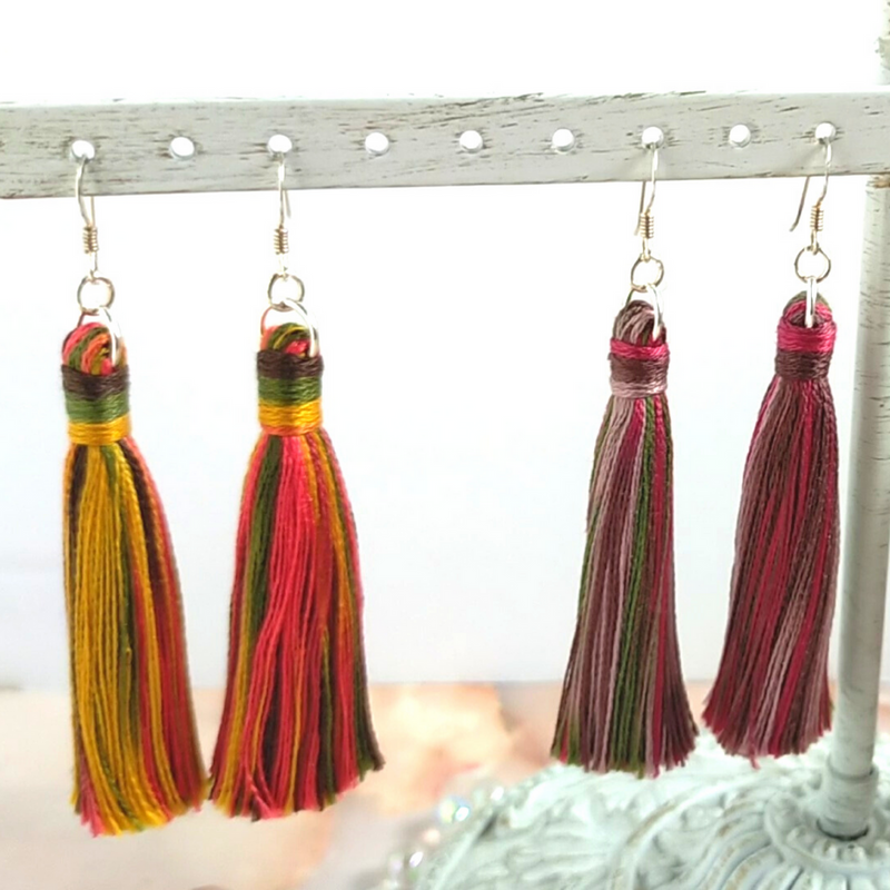 "Cora" Sterling Silver Berries Tassel Earrings