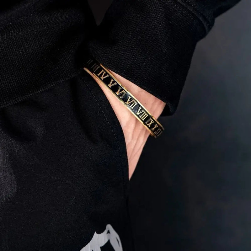 Black Emperor Cuff Bangle - Emperor - Silver - Black - Bangle - Gold
