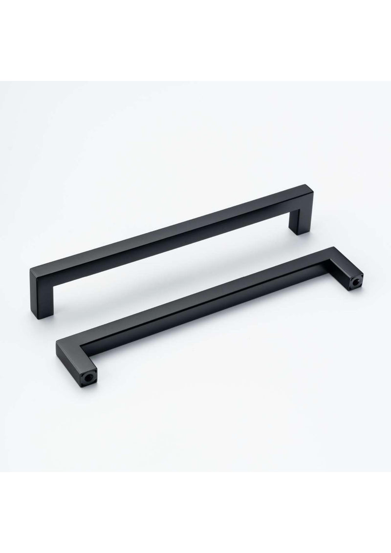 Black Square Bar Pull Cabinet Handle - Sizes 4" to 24" - (1/2" Thickness)