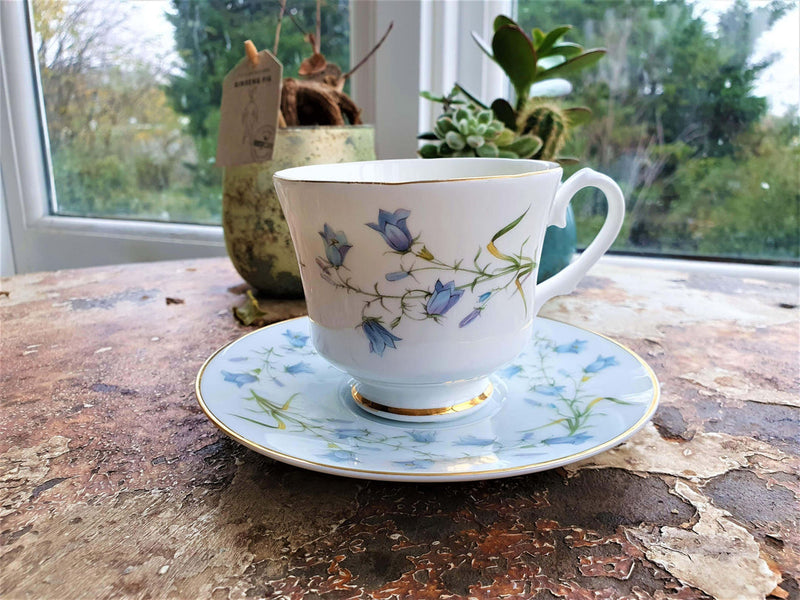 Bluebell teacup candle with Lavender or Garden Herbs fragrance