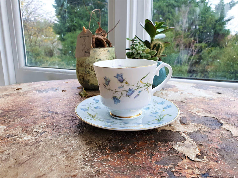 Bluebell teacup candle with Lavender or Garden Herbs fragrance