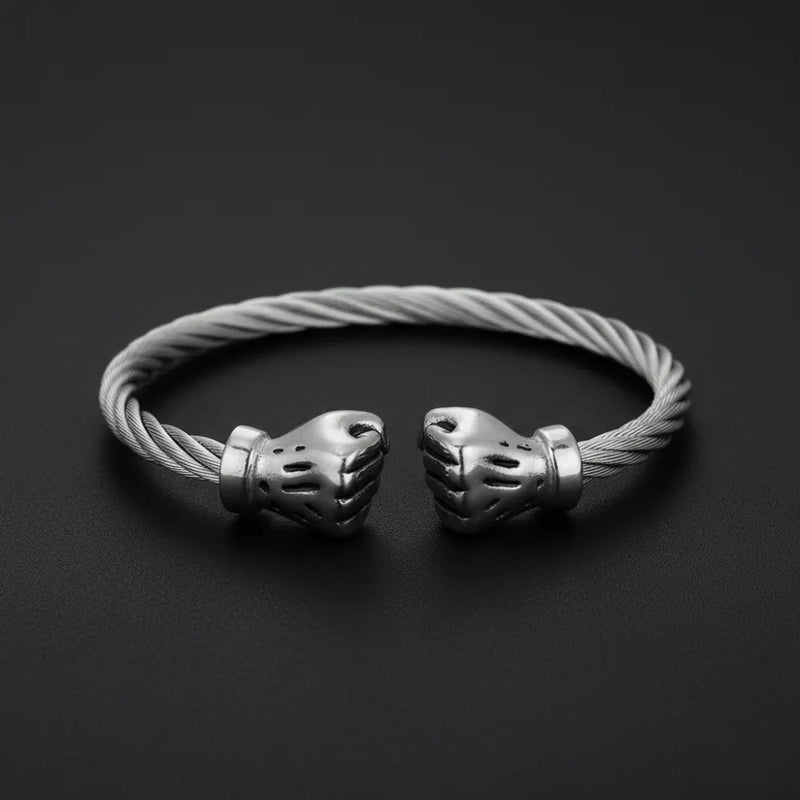 Fist Bangle Bracelet in Silver Color