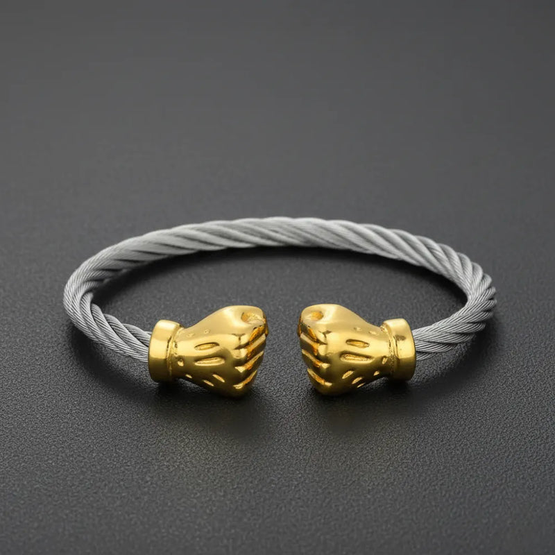 Fist Bangle Bracelet in Silver and Gold Color