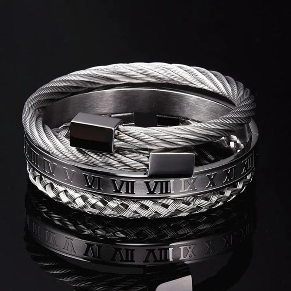 Cable Deluxe Bracelets - Gold - Roman - Bracelet - Bangle - Silver