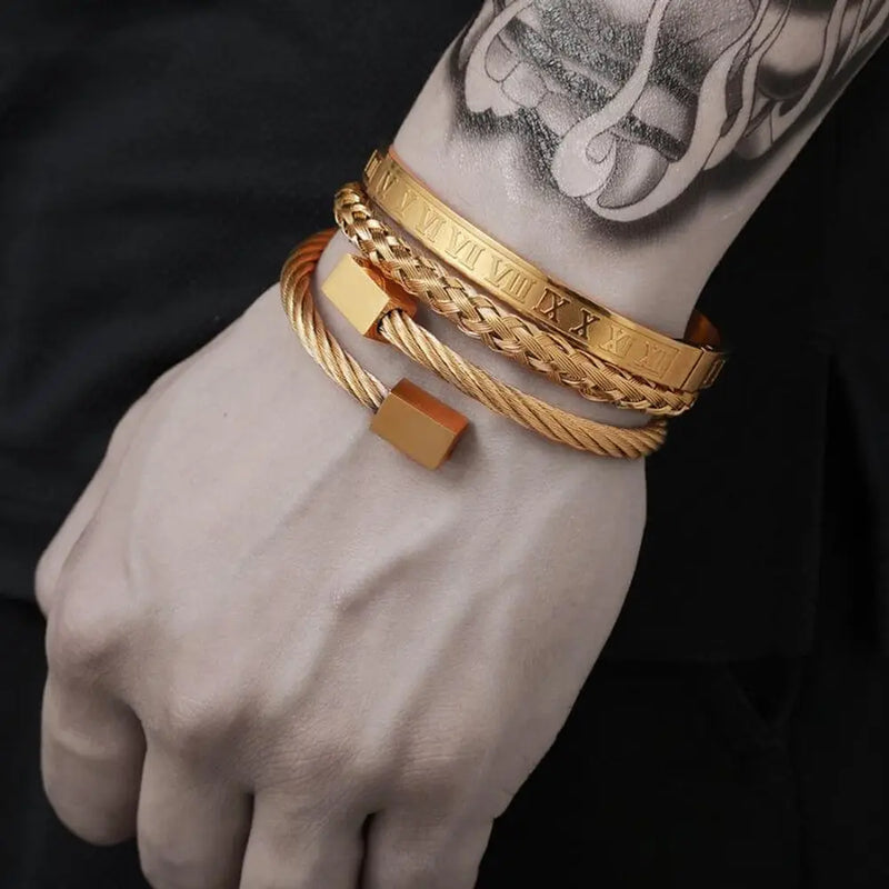 Cable Deluxe Bracelets - Bracelet - Silver - Gold - Roman - Bangle