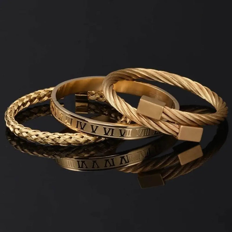 Cable Deluxe Bracelets - Silver - Bangle - Bracelet - Gold - Roman