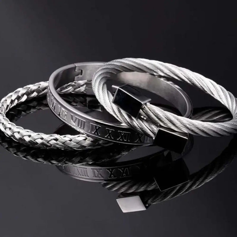 Cable Deluxe Bracelets - Silver - Bangle - Gold - Bracelet - Roman