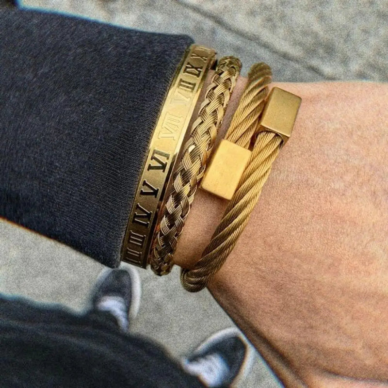 Cable Deluxe Bracelets - Silver - Bangle - Gold - Bracelet - Roman
