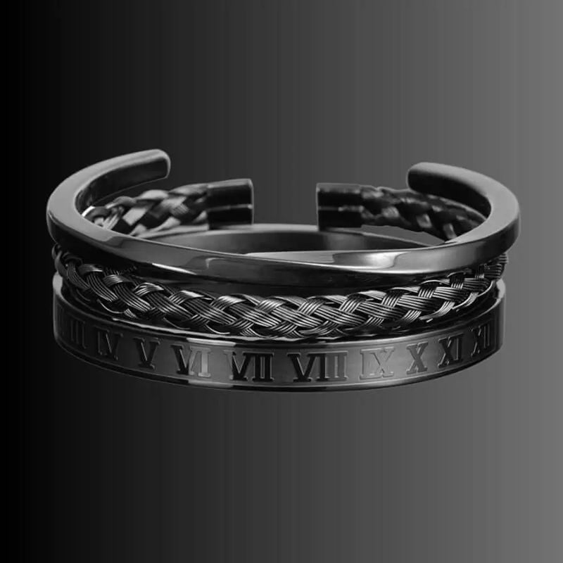Classic Deluxe Bracelets - Black - Roman - Gold - Bangle - Bracelet