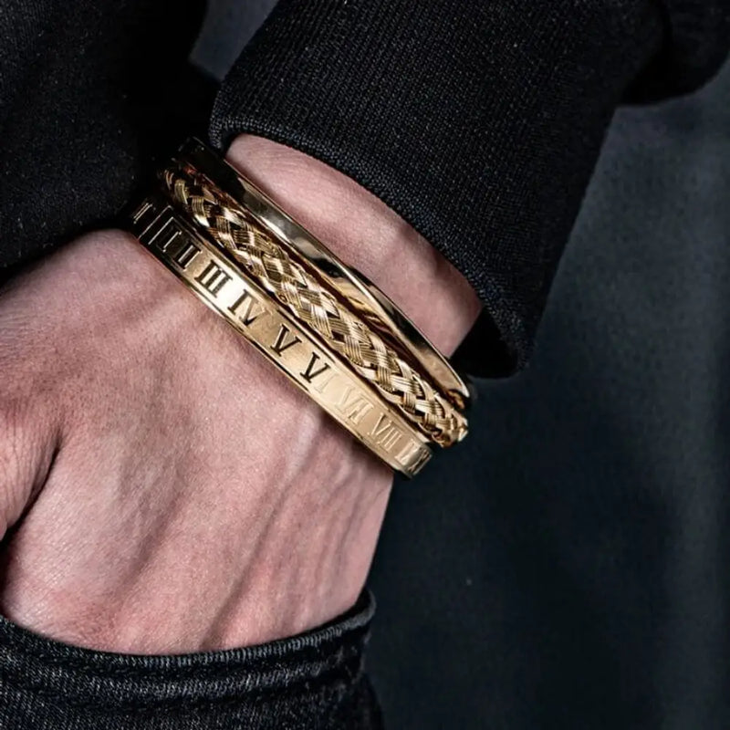 Classic Deluxe Bracelets - Classic - Black - Silver - Roman - Gold