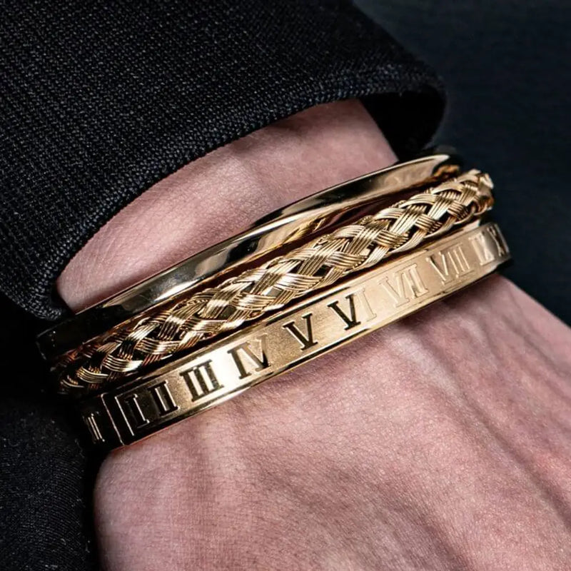 Classic Deluxe Bracelets - Black - Silver - Bangle - Bracelet - Roman