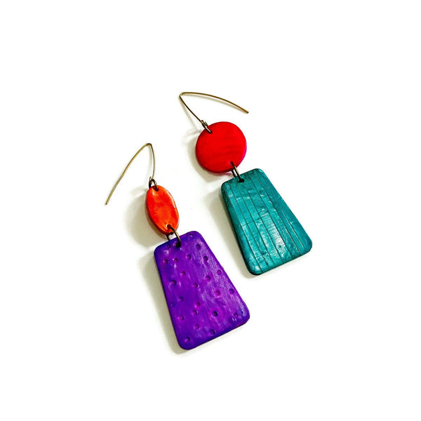 Colorful Asymmetric Mismatched Dangle Earrings - Sassy Sacha Jewelry