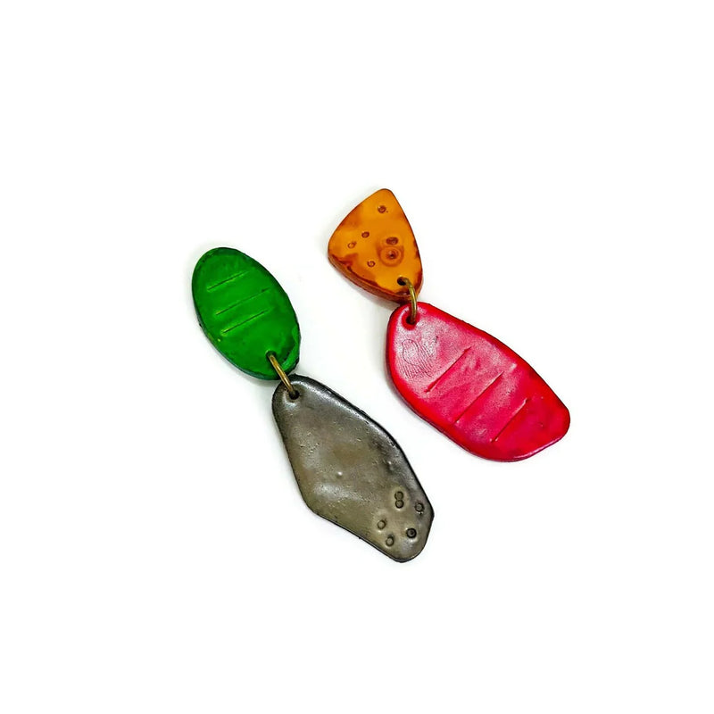 Colorful Mismatched Clip On Earrings - Sassy Sacha Jewelry