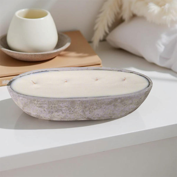 Multi Wick Concrete Oval Loaf Bowl Candle