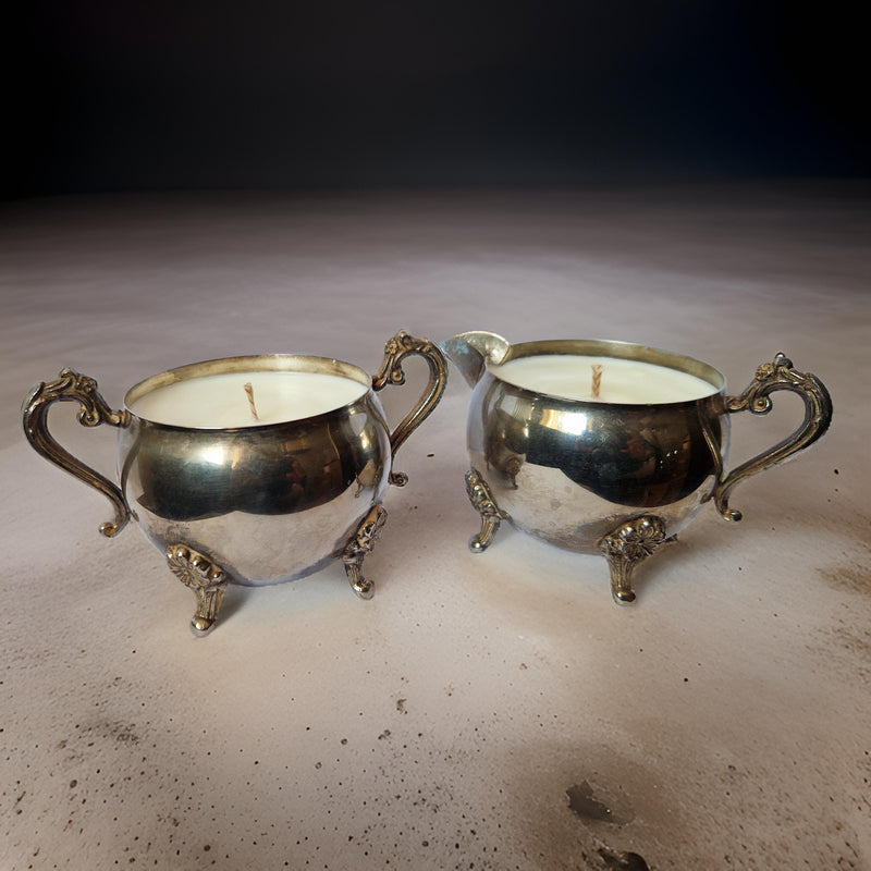 Repurposed Vintage Sugar & Creamer Bowl Candles