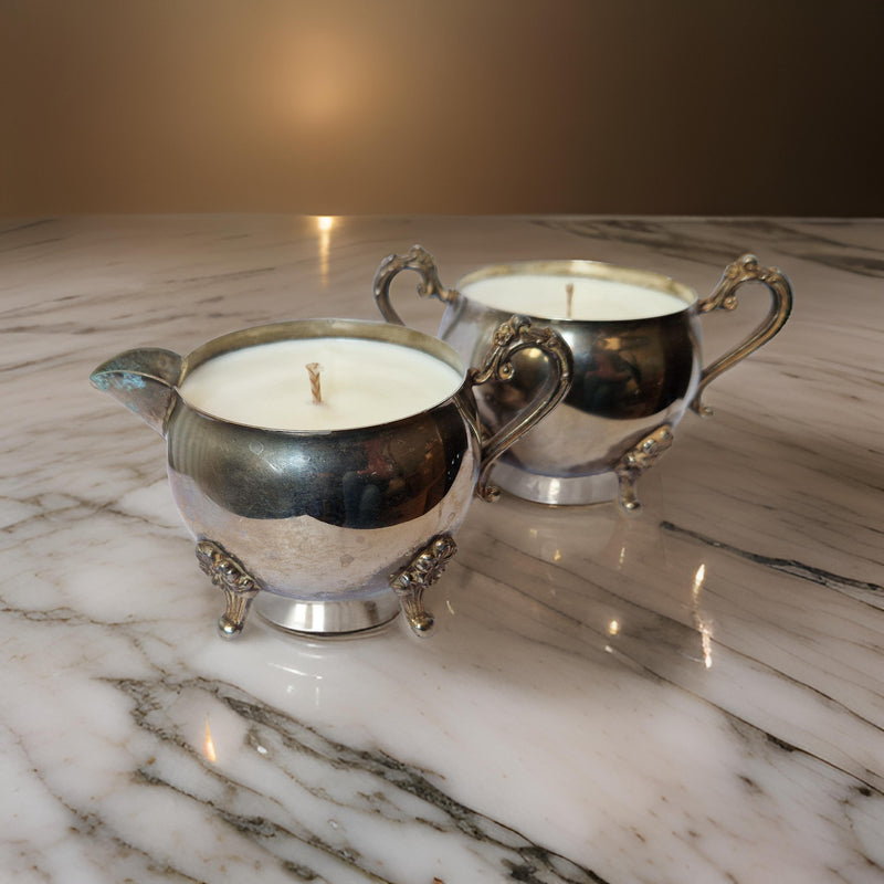 Repurposed Vintage Sugar & Creamer Bowl Candles