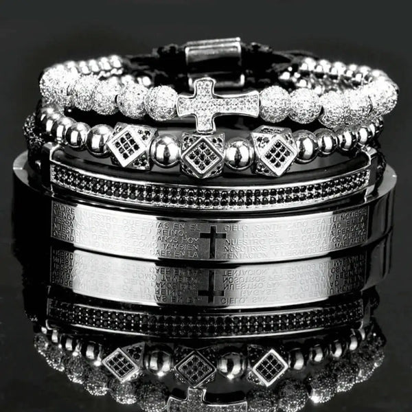 Cross Deluxe Bracelets - Cross - Gold - Silver - Beaded - Bracelet