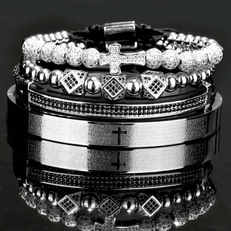 Cross Deluxe Bracelets - Cross - Gold - Silver - Beaded - Bracelet