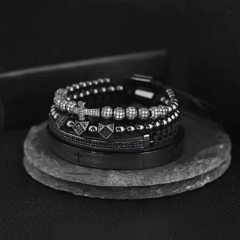 Cross Deluxe Bracelets - Bracelet - Cross - Bangle - Gold - Black