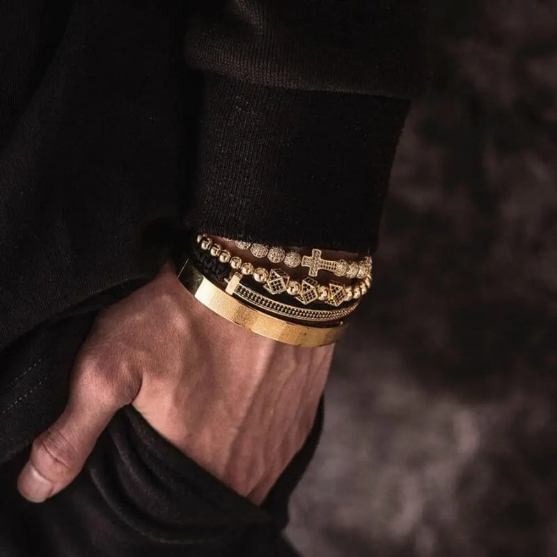 Cross Deluxe Bracelets - Bangle - Gold - Silver - Cross - Black