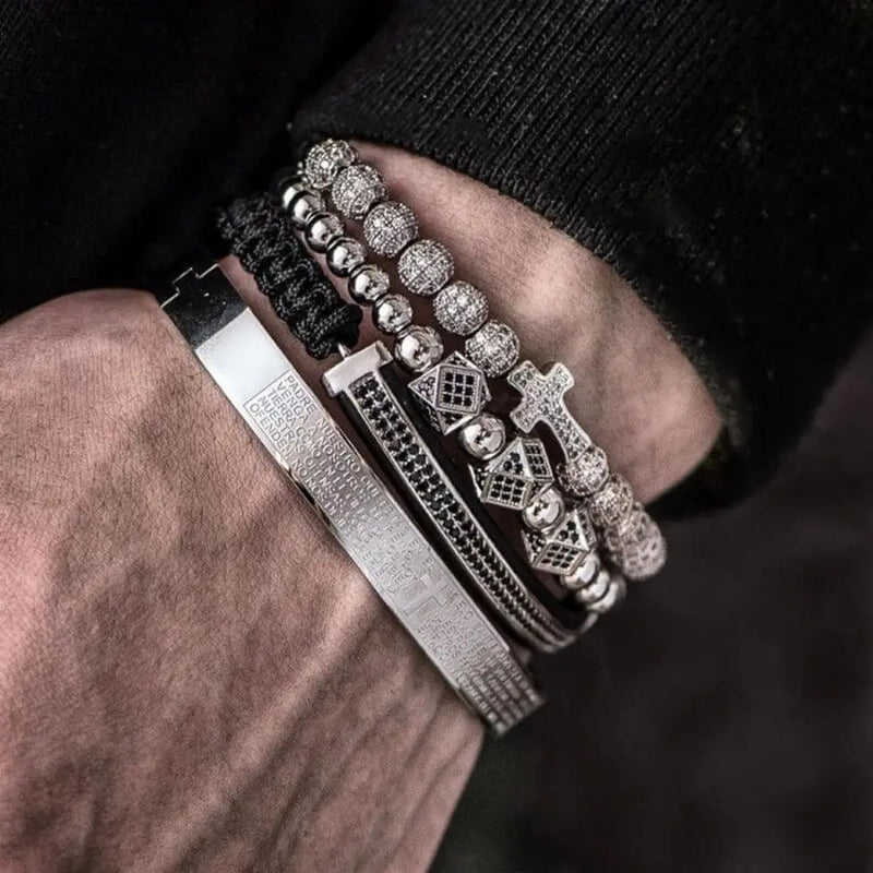 Cross Deluxe Bracelets - Cross - Bracelet - Black - Bangle - Silver