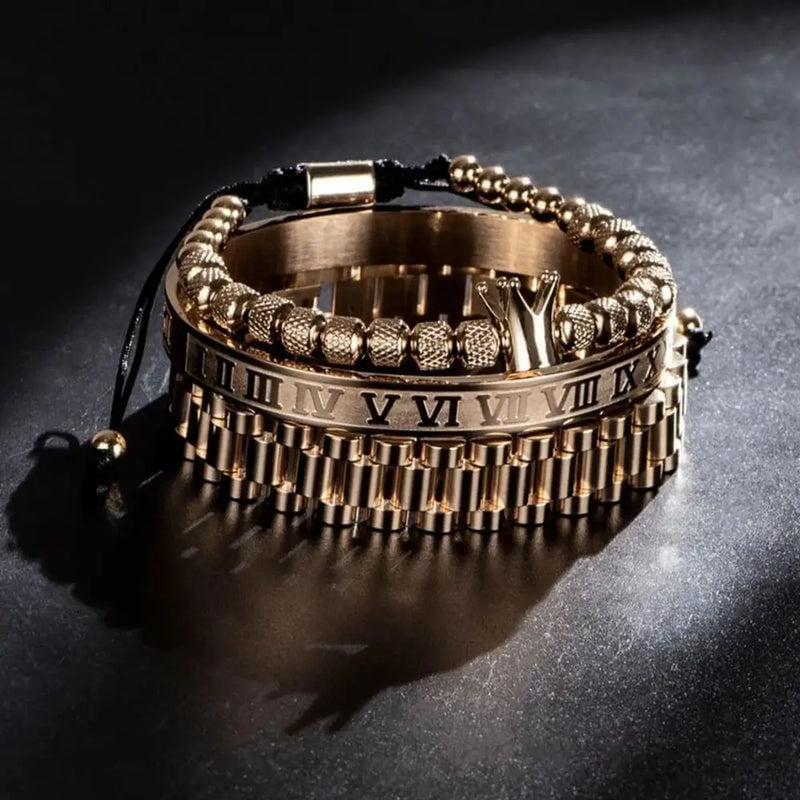 Empire Deluxe Bracelets - Black - Roman - Beaded - Bangle - Watch