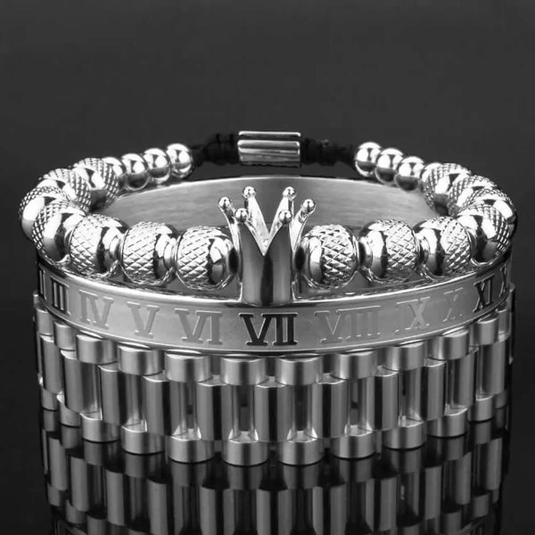 Empire Deluxe Bracelets - Silver - Bangle - Beaded - Bracelet - Roman