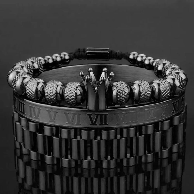 Empire Deluxe Bracelets - Bracelet - Silver - Roman - Bangle - Beaded