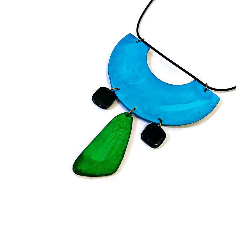 Funky Statement Necklace in Teal, Orange, Purple- "Ricki" - Sassy Sacha Jewelry