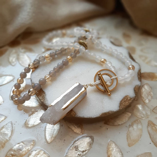 Grey & White Agate Necklace