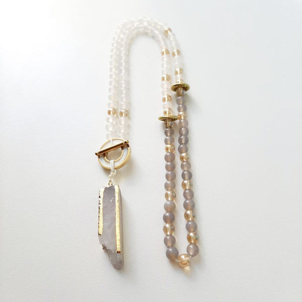 Grey & White Agate Necklace