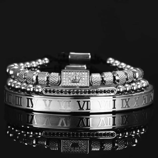 King Crown Bracelets - Gold - Roman - Beaded - Crown - Bangle