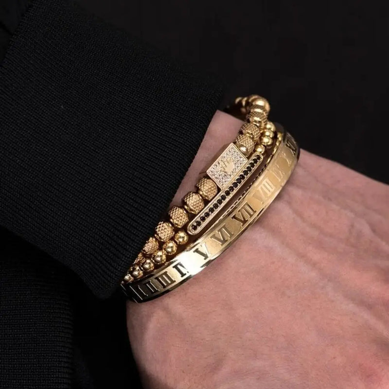King Crown Bracelets - Bangle - Gold - Roman - Silver - Beaded