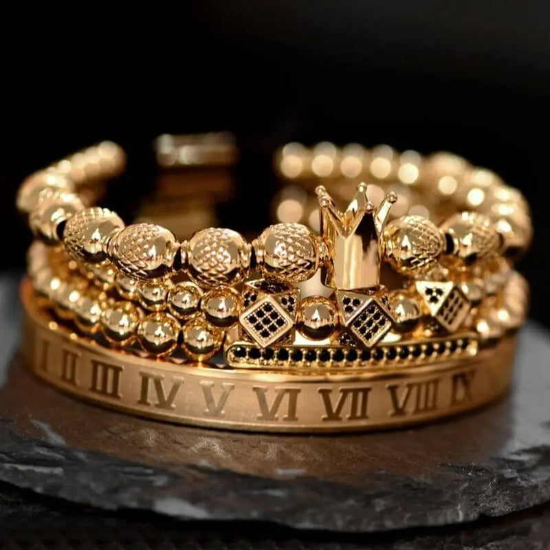 King Deluxe Bracelets - Roman - Bangle - Black - Beaded - Bracelet