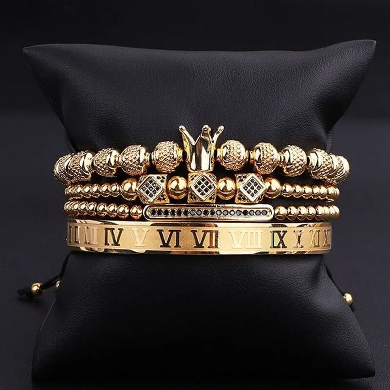 King Deluxe Bracelets - Roman - Bangle - Gold - Black - Beaded