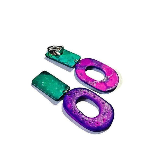Large Summer Clip On Earrings- "Lupa" - Sassy Sacha Jewelry