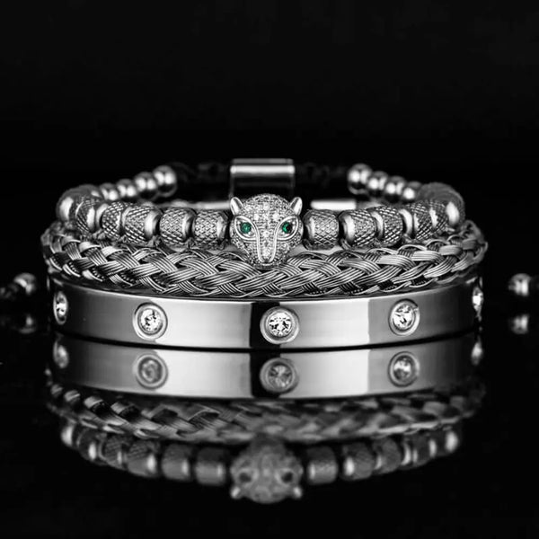 Leopard Crystal Bracelets - Bangle - Leopard - Beaded - Crystal - Black