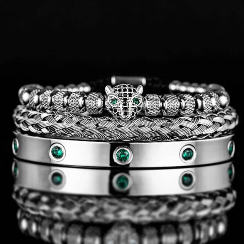 Leopard Green Crystal Bracelets - Blue - Crystal - Black - Silver - Leopard