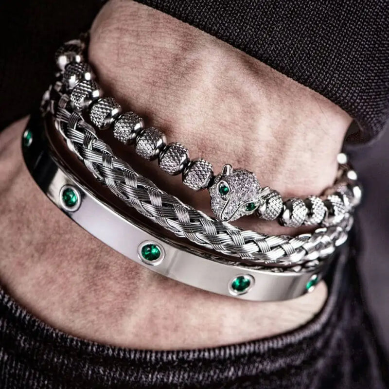 Leopard Green Crystal Bracelets - Blue - Crystal - Black - Bracelet - Leopard