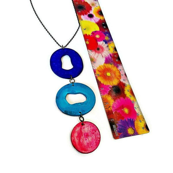 Long Colorful Statement Pendant Necklace - Sassy Sacha Jewelry