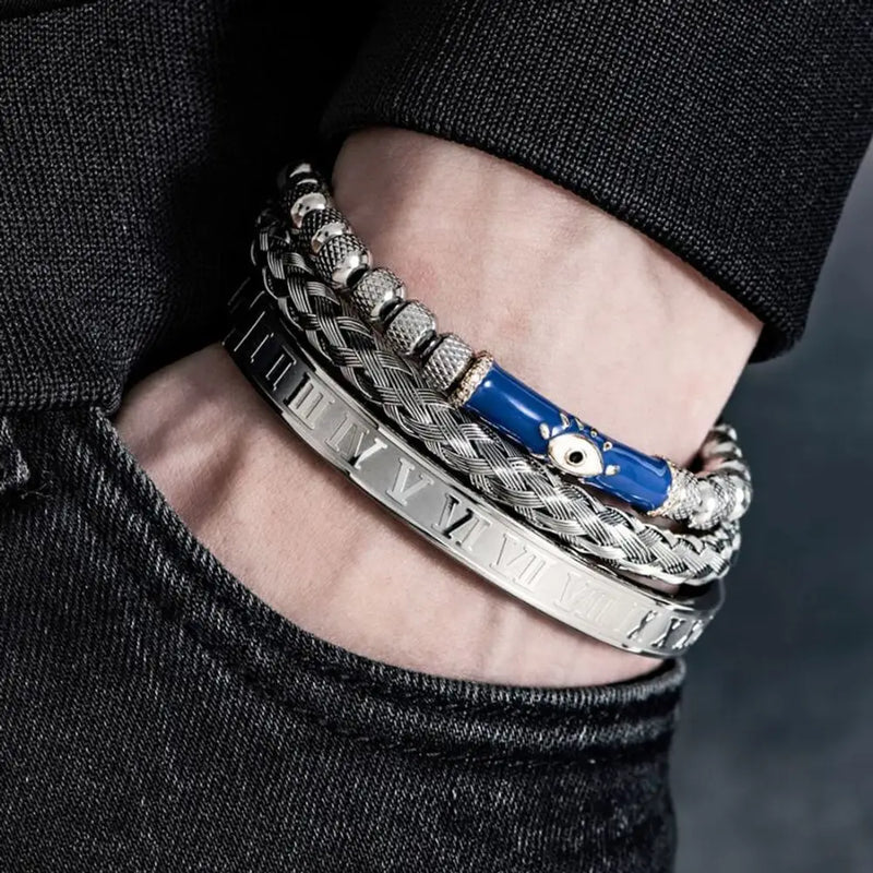 Luxury Enamel Eye Bracelets - Blue - Silver - Luxury - Roman - Bracelet