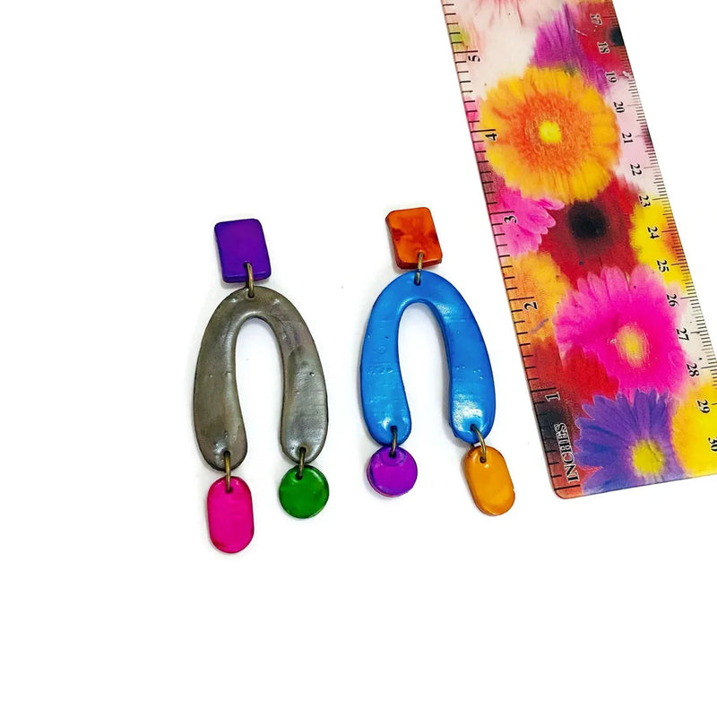 Mismatched Arch Clip On Earrings Earrings - Sassy Sacha Jewelry