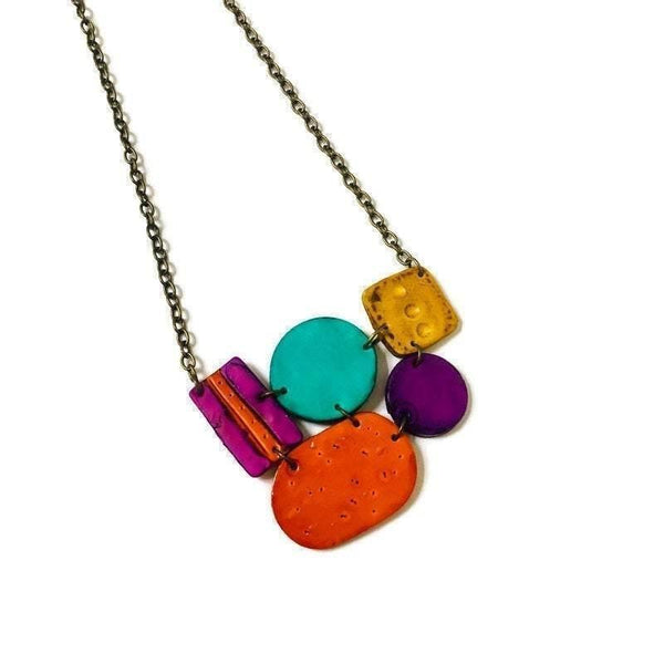 Multicolored Statement Pendant Necklace Handmade - Sassy Sacha Jewelry