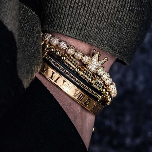 Prince Deluxe Bracelets - Black - Roman - Bracelet - Gold - Beaded