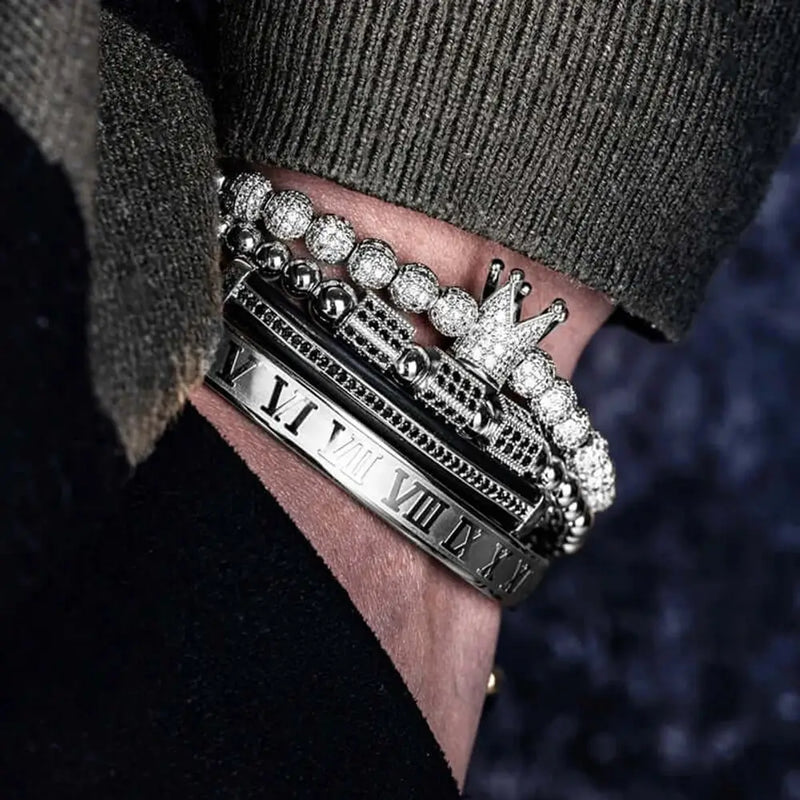 Prince Deluxe Bracelets - Gold - Roman - Silver - Beaded - Black