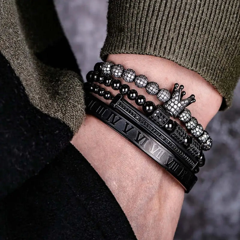 Prince Deluxe Bracelets - Gold - Black - Bracelet - Bangle - Silver