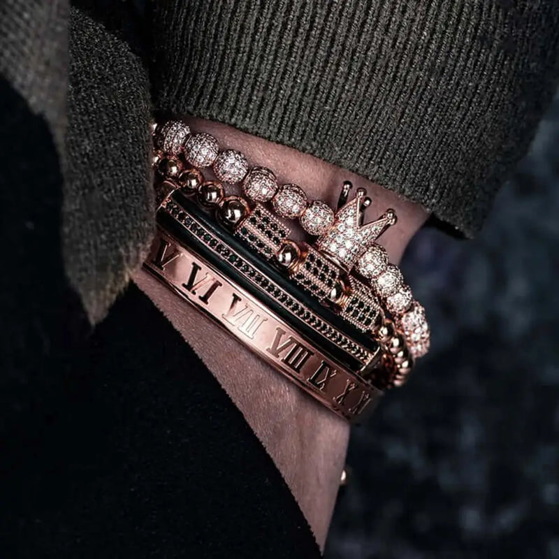 Prince Deluxe Bracelets - Bangle - Bracelet - Silver - Black - Beaded