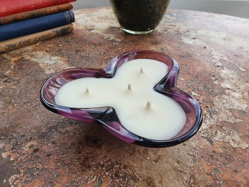 Purple glass natural wax candle - Zen scent